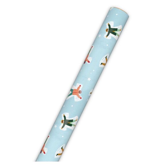 Hallmark Wrapping Paper Christmas Snow Angels Lt Blue 22.5 sq ft Roll Holiday - Picture 4 of 5